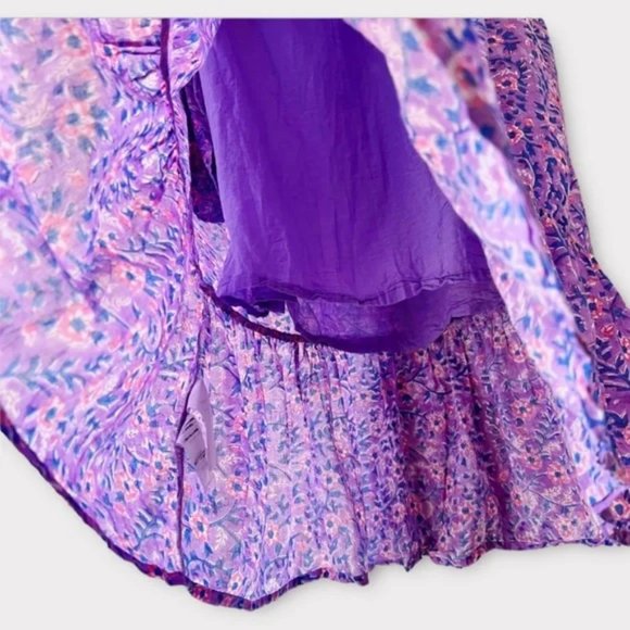 Emerson Fry India Collection Colette Midi Dress in Violet Wildflower Sz ML - Picture 9 of 9